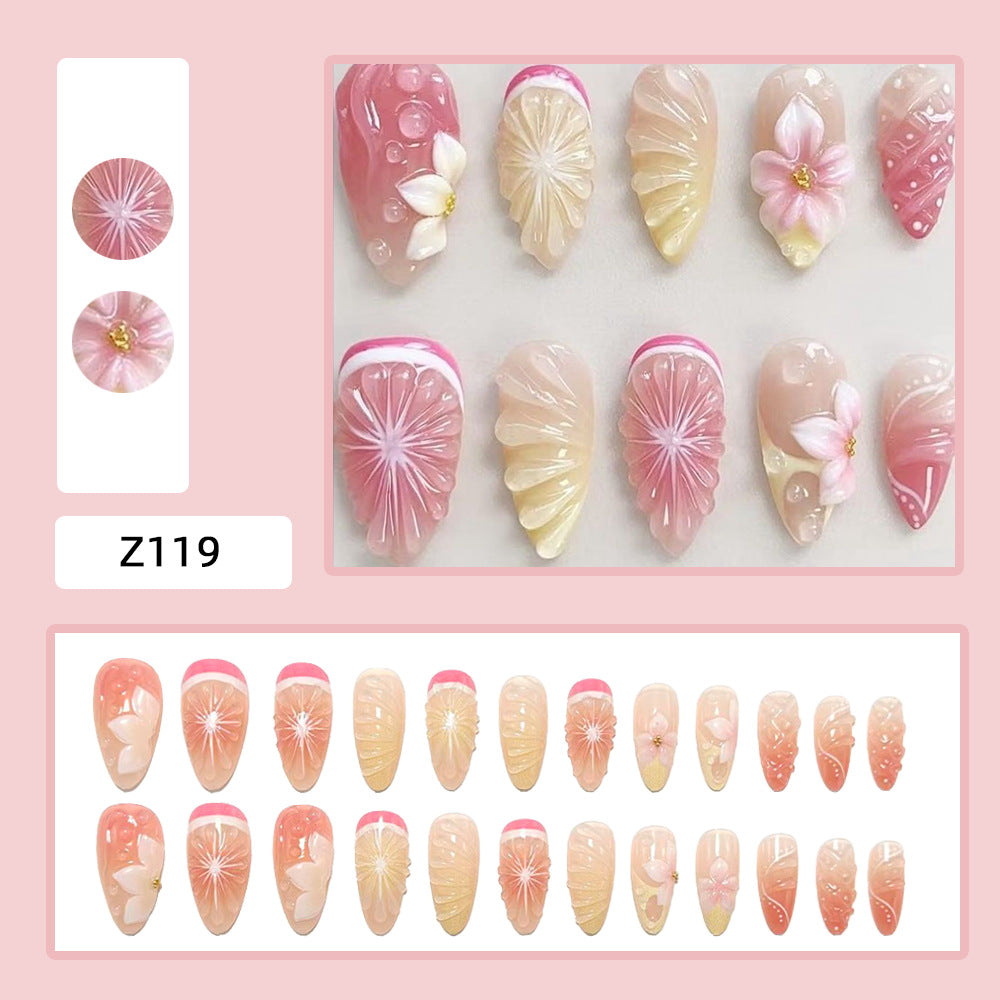 Artificial nails with 3D flower and fruit designs Kalsten