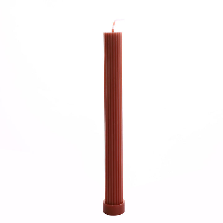 Sculptural Column Pillar Candle with Vertical Fluted Texture and Weighted Base