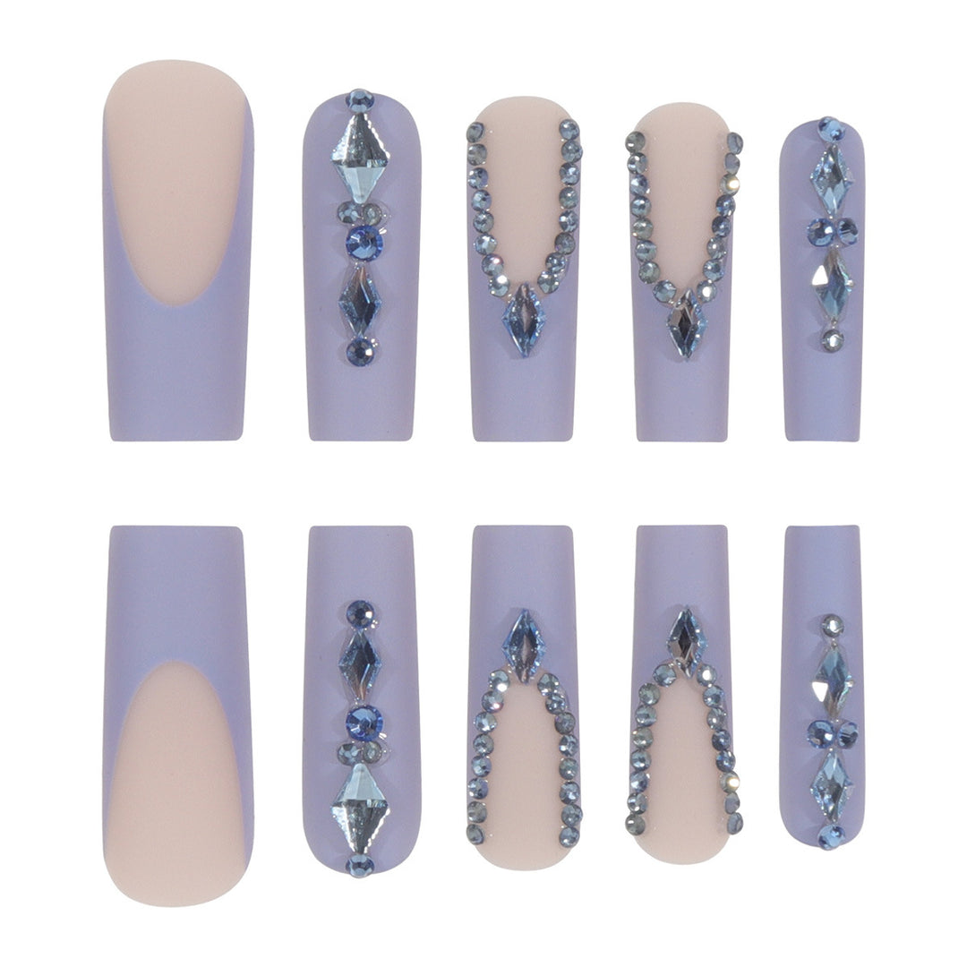 Decorative Acrylic Press-On Nails with Rhinestone Accents Kalsten