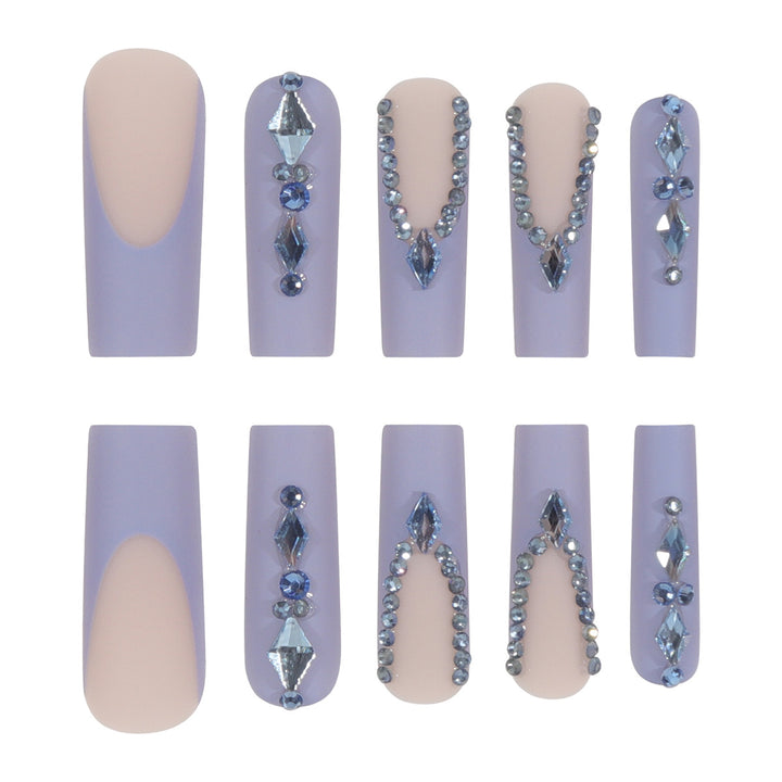 Decorative Acrylic Press-On Nails with Rhinestone Accents Kalsten