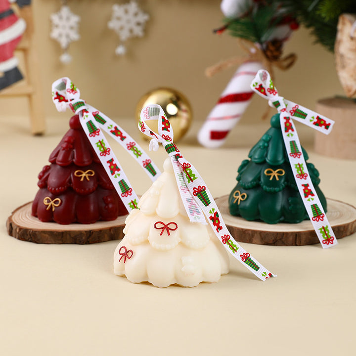 Hand-Poured Christmas Tree Shaped Holiday Scented Decorative Candle with Gift Box