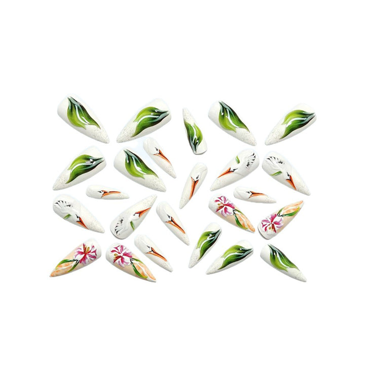 Artificial nails with floral and bird design Kalsten