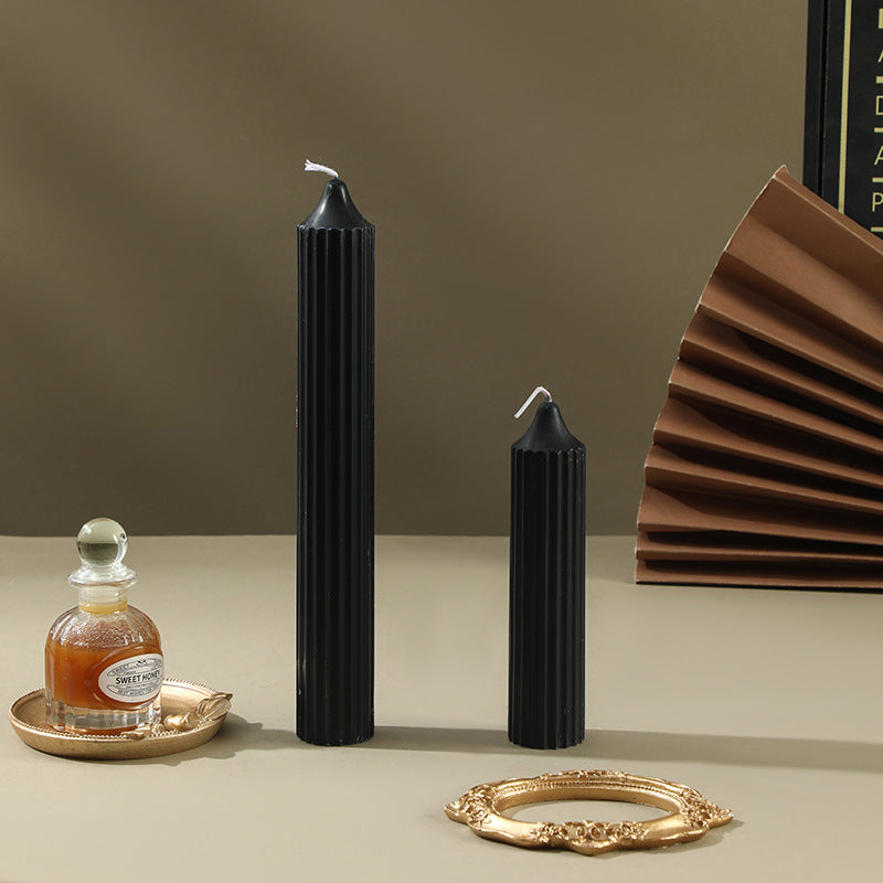 Ribbed Sculptural Column Candle Set
