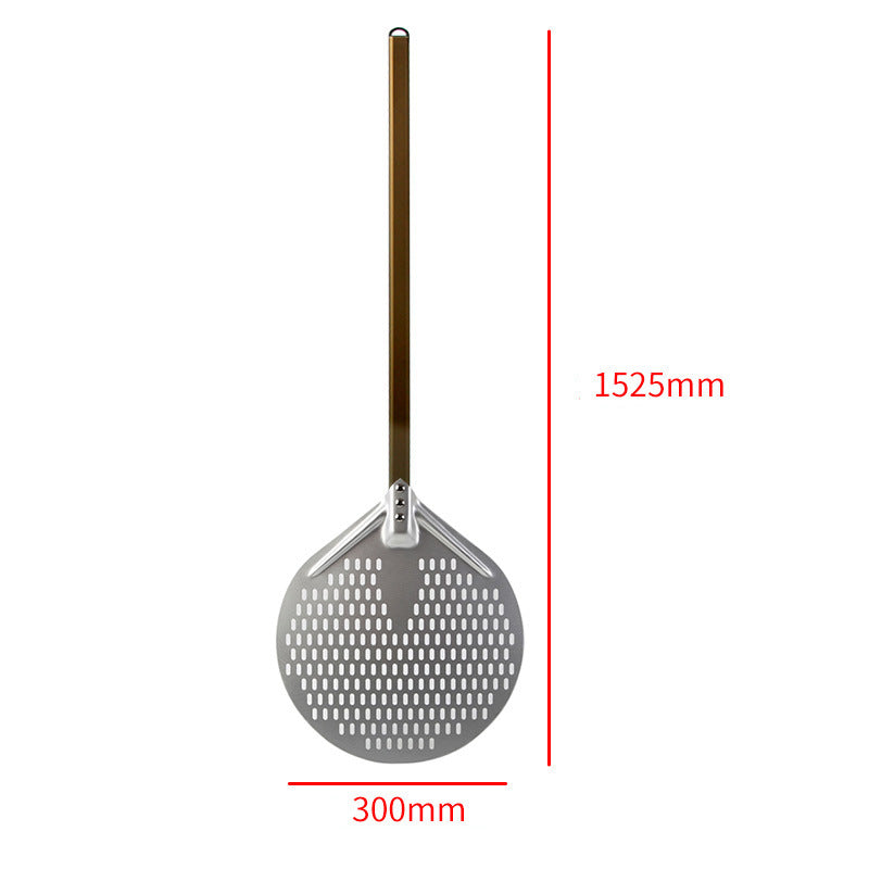 long wooden handled round aluminum pizza peel with reinforced neck Kalsten
