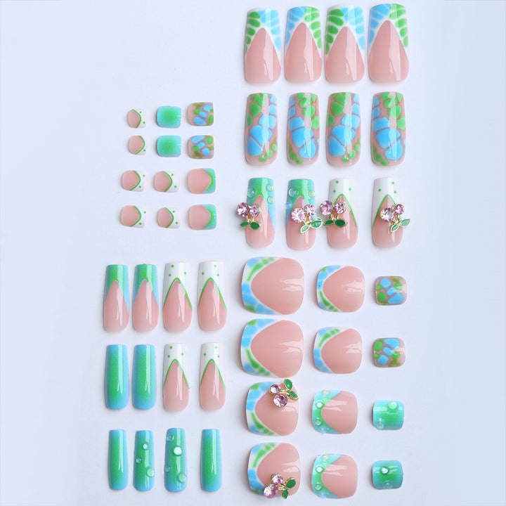 Artistic Nail Extension with Glitter Accents Kalsten