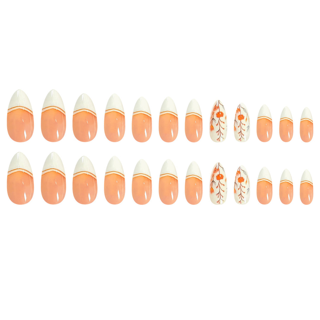 Artificial nails with floral patterns and elegant tips Kalsten