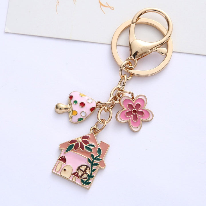 Keychain with Creative Flower and House Design Kalsten