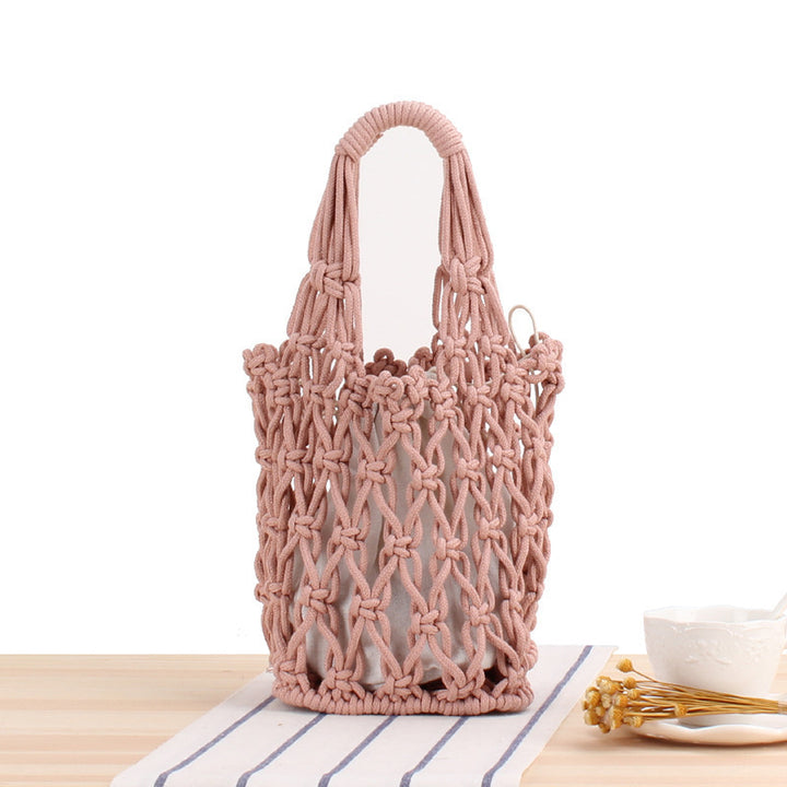 Macrame Tote Bag with Modern Mesh Design Kalsten