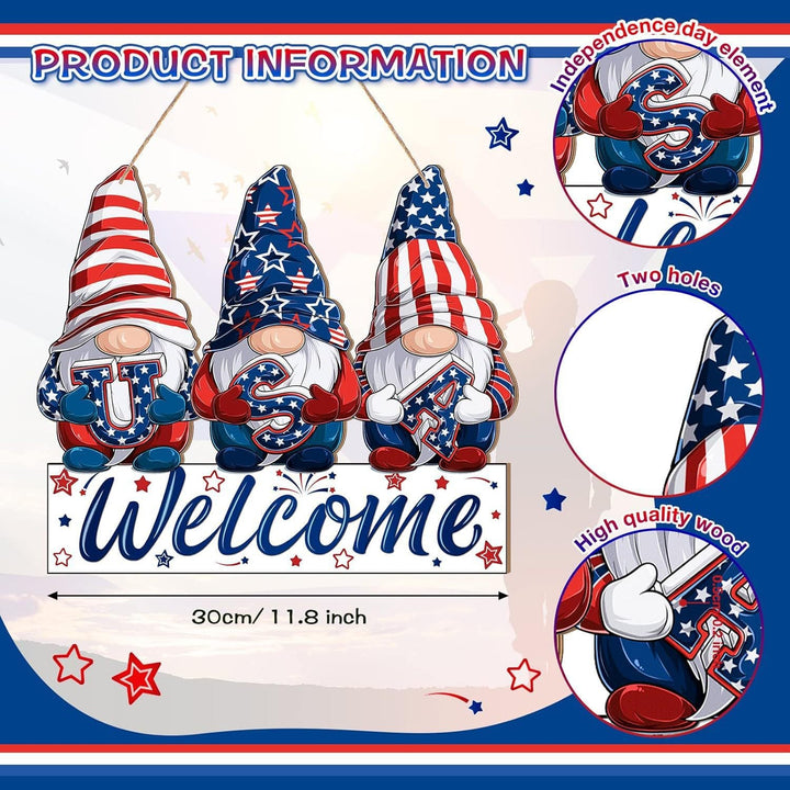 Unisex nan patriotic star wooden welcome wreath with jute hanger Kalsten