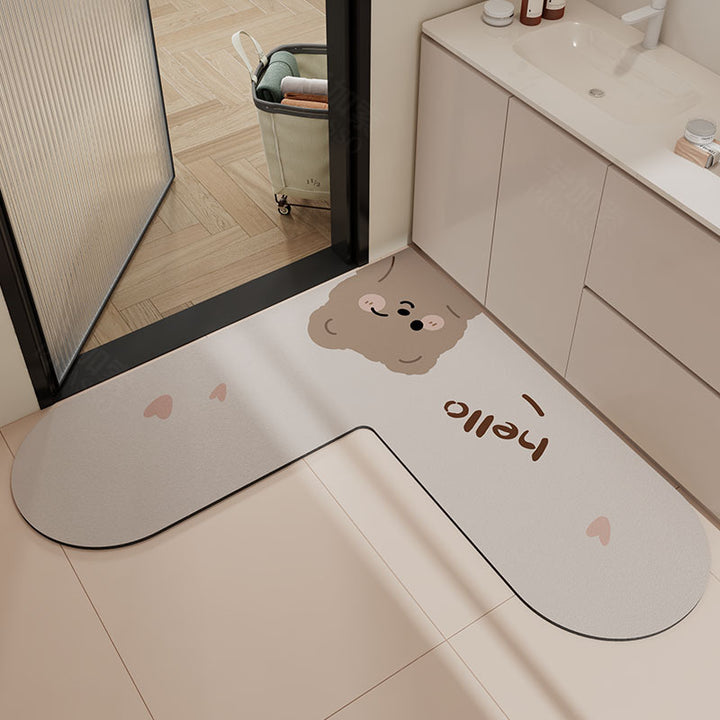 L-Shaped Non-Slip Bathroom Mat Kalsten