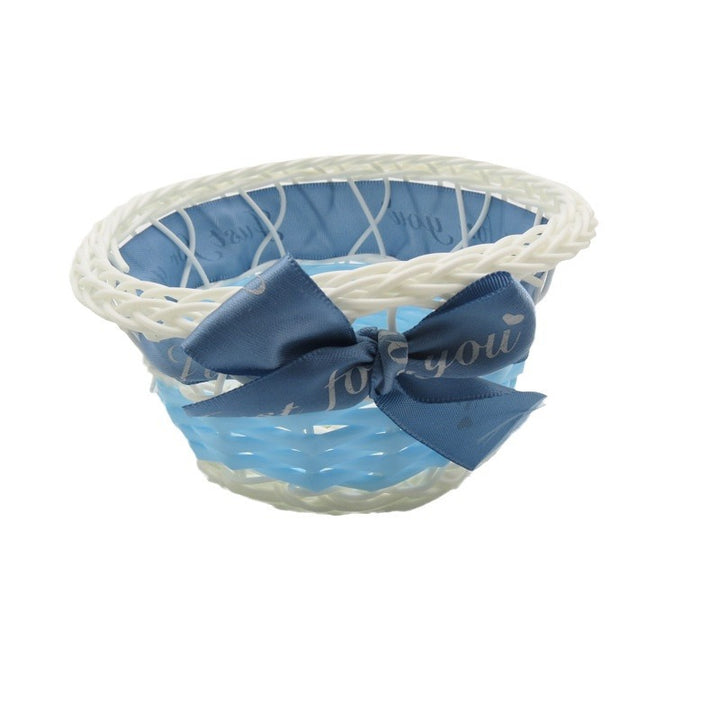 Decorative Ribbon-Trimmed Woven Basket Kalsten