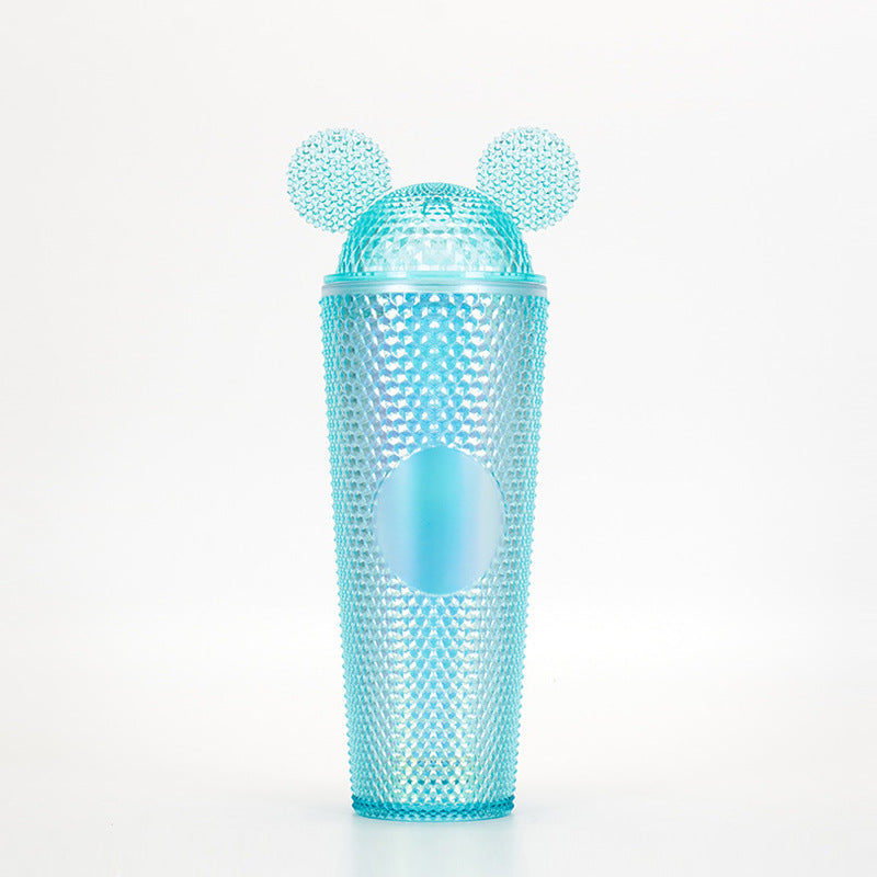Studded Textured Reusable Tumbler With Decorative Ear-Top Screw Lid