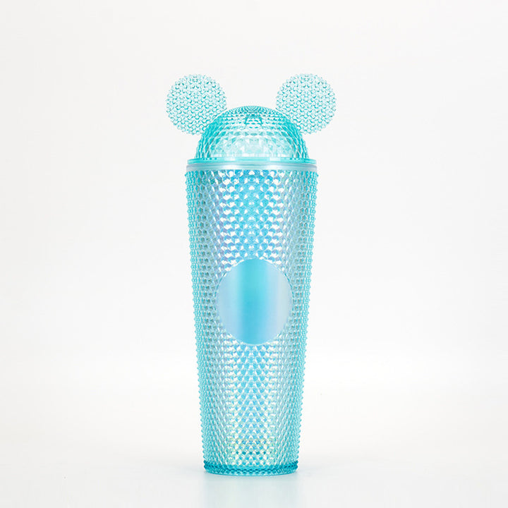Studded Textured Reusable Tumbler With Decorative Ear-Top Screw Lid