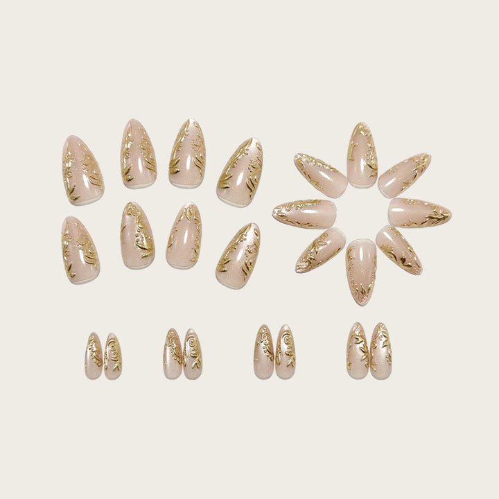 Exquisite artificial nails with golden decorations Kalsten