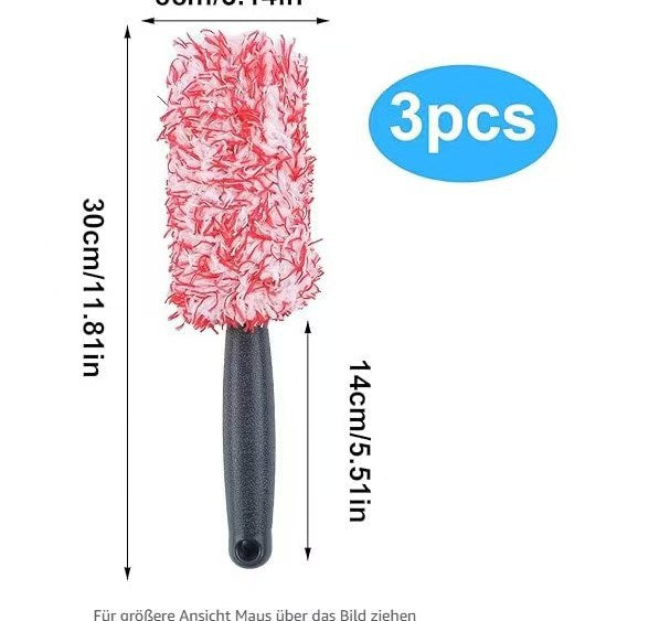 Microfiber Long-Handled Wheel And Rim Cleaning Brush With Plush Chenille Head