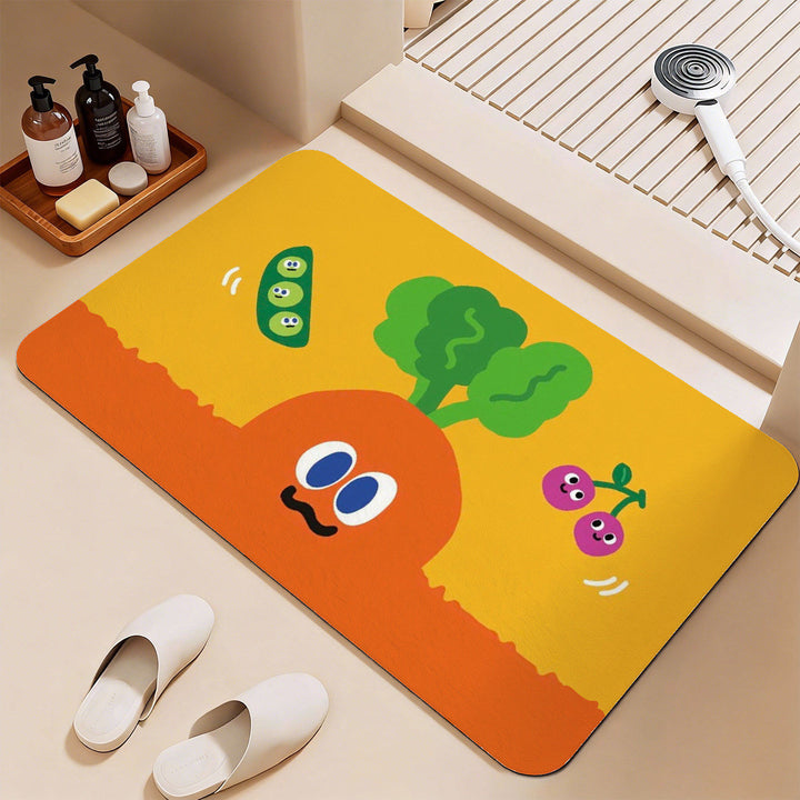 Fun Animated Vegetable-Themed Bath Mat