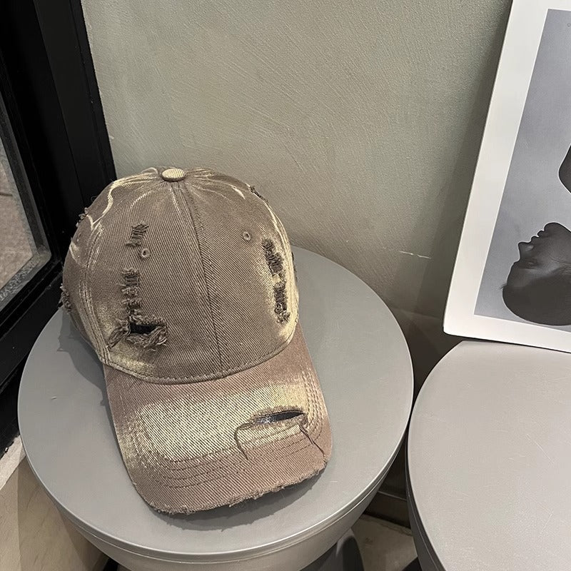 Women's Distressed Black Denim Baseball Cap Kalsten