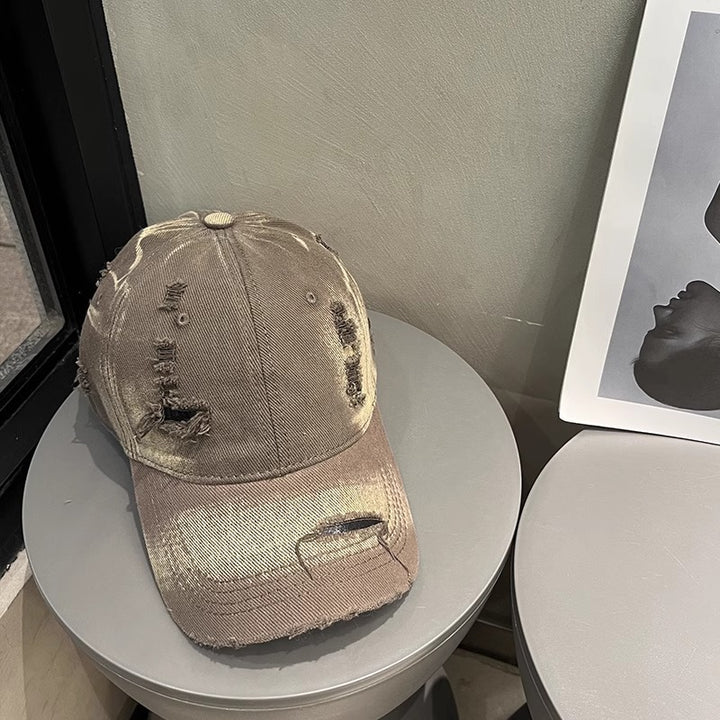 Women's Distressed Black Denim Baseball Cap Kalsten