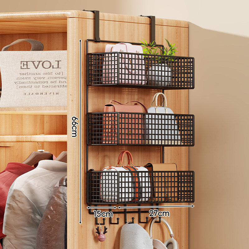 Over-the-Door Multi-Tier Metal Grid Hanging Storage Organizer
