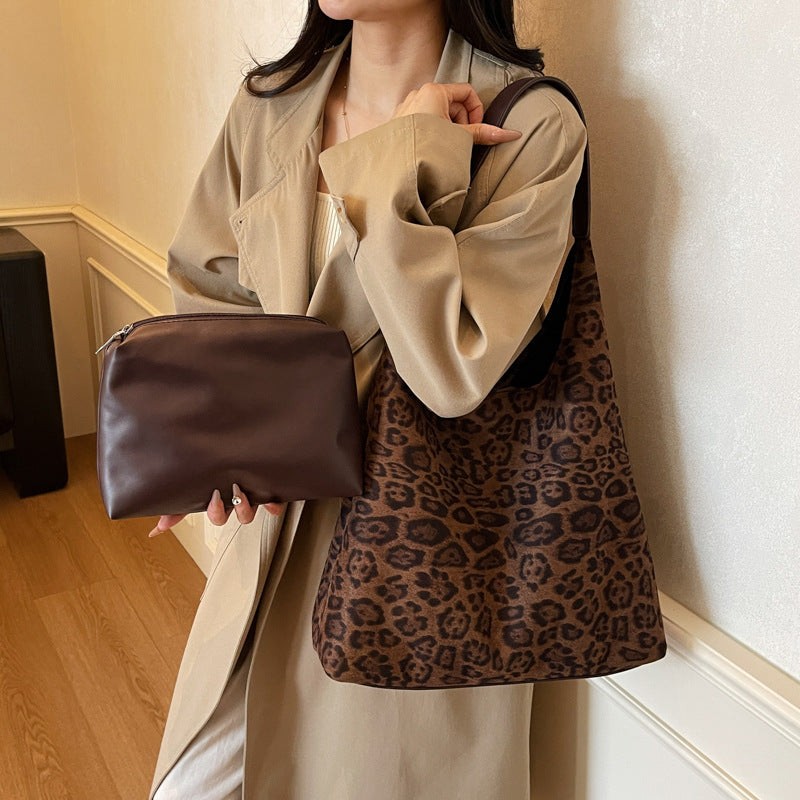 Suede Leopard Print Hobo Bag Kalsten