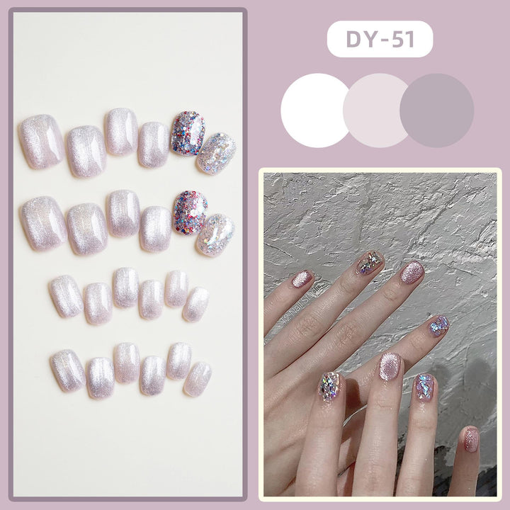 Glittery Press-On Nail Set with Artistic Foil Design Kalsten