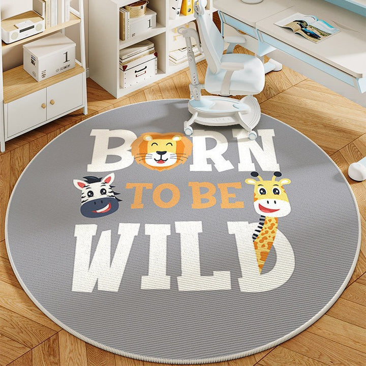 Round Cartoon Panda-Themed Area Rug
