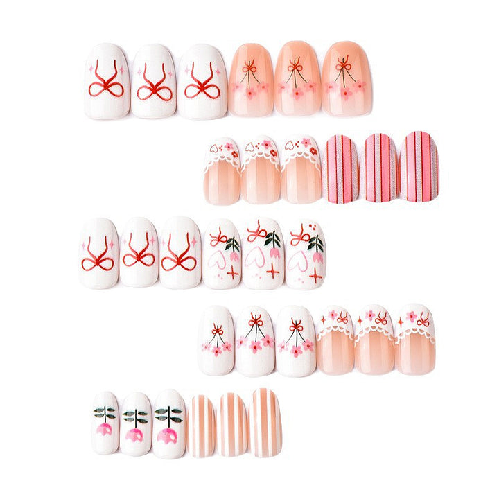 Decorative Floral and Bow Press-On Nail Art Set