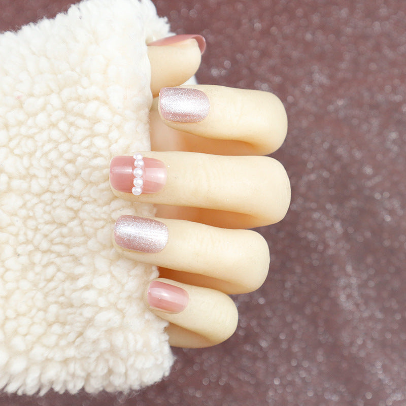 Luxury Press-On Nail Set with Pearl and Glitter Accents Kalsten