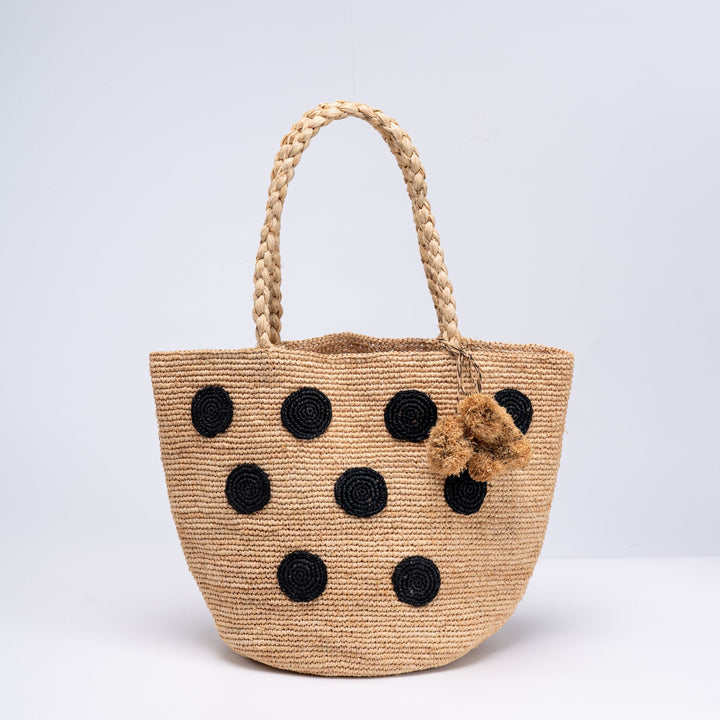 Braided beach bag with decorative 3D dot pattern Kalsten