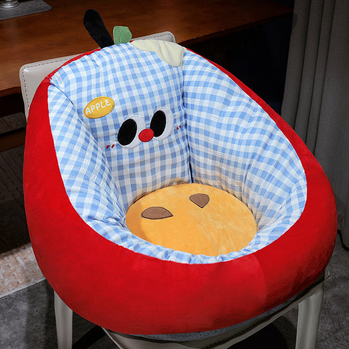 Soft baby chair with apple motif and ergonomic support cushion