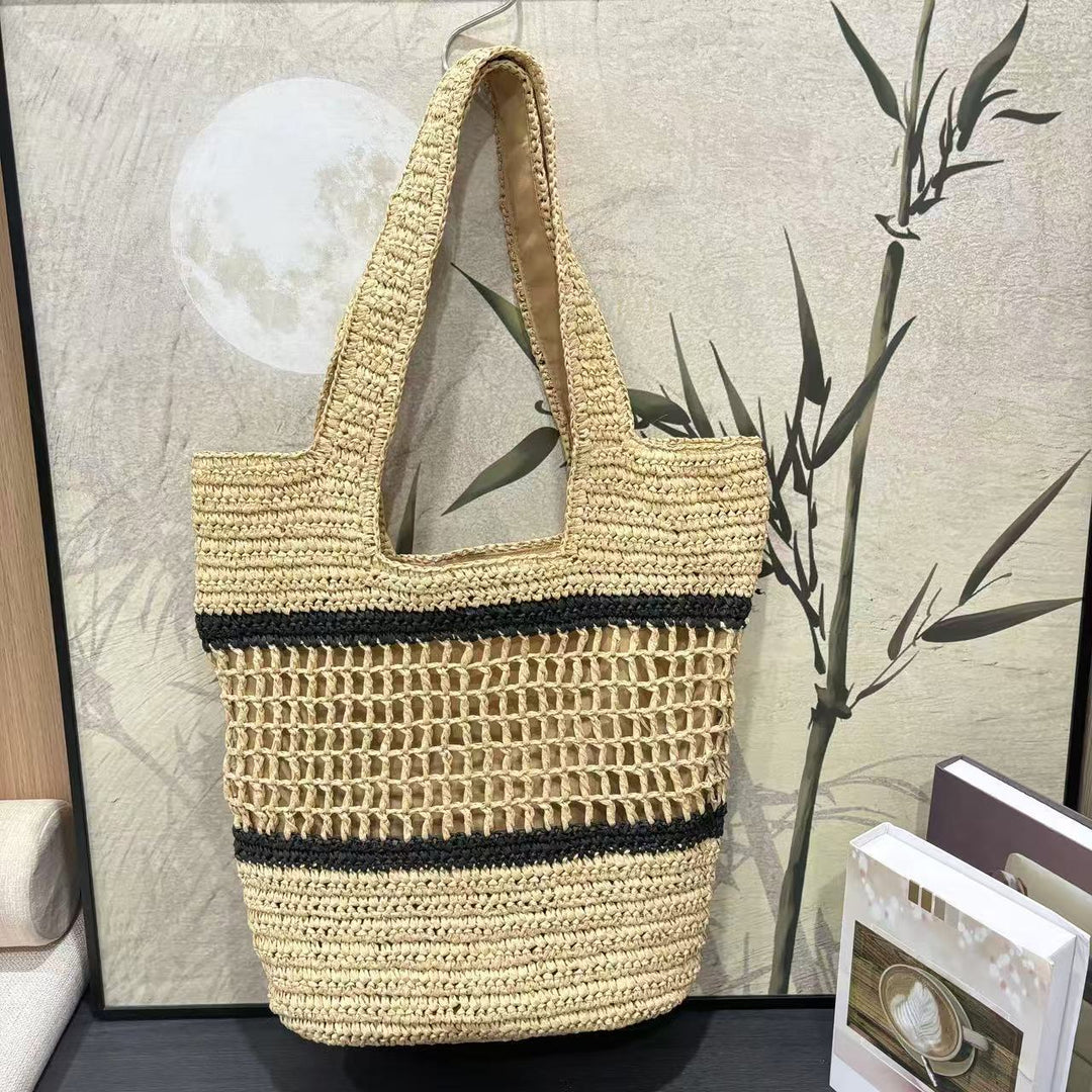 Handwoven tote bag with modern grid pattern Kalsten