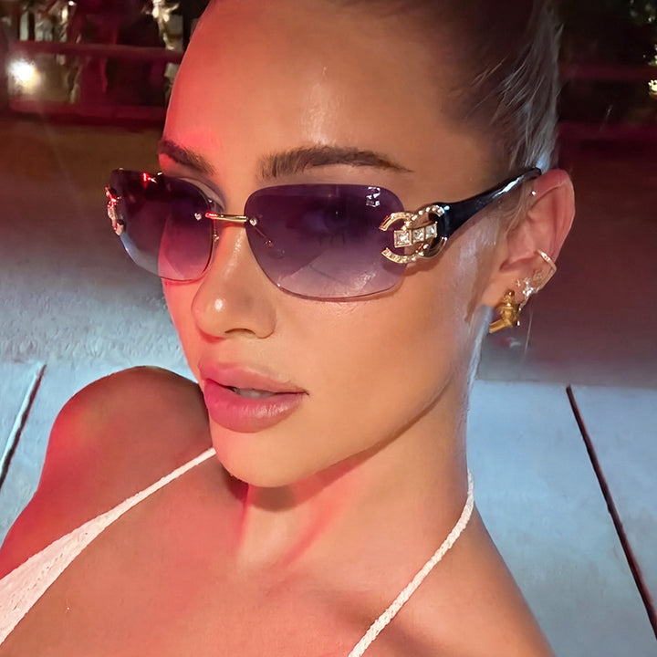 Women's fashionable sunglasses with luxurious geometric frame and protective UV filter Kalsten