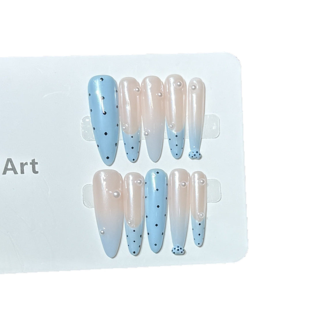 Decorative Press-On Nail Set with Unique Dot Design Kalsten