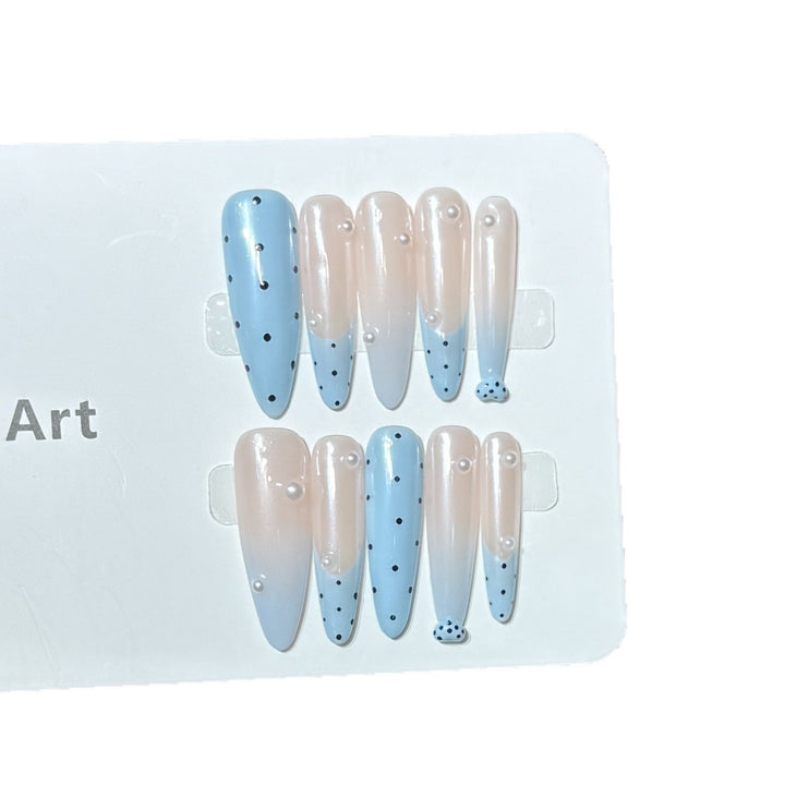 Decorative Press-On Nail Set with Unique Dot Design Kalsten