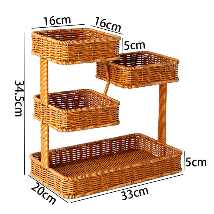Two-Tiered Woven Fruit Display Stand Kalsten