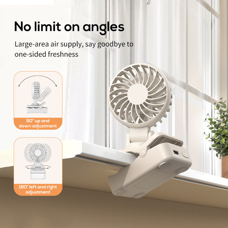 Unisex portable clip fan with folding head and rechargeable battery Kalsten