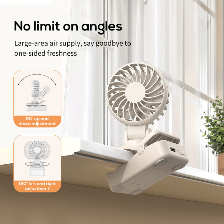 Unisex portable clip fan with folding head and rechargeable battery Kalsten
