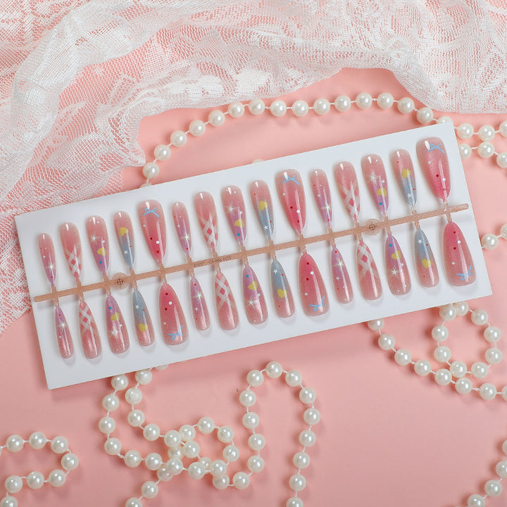 Artistic Press-On Nail Art Set with Creative Patterns
