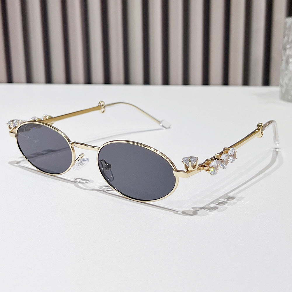 Fashion-Forward Oval Sunglasses with Crystal Accents Kalsten