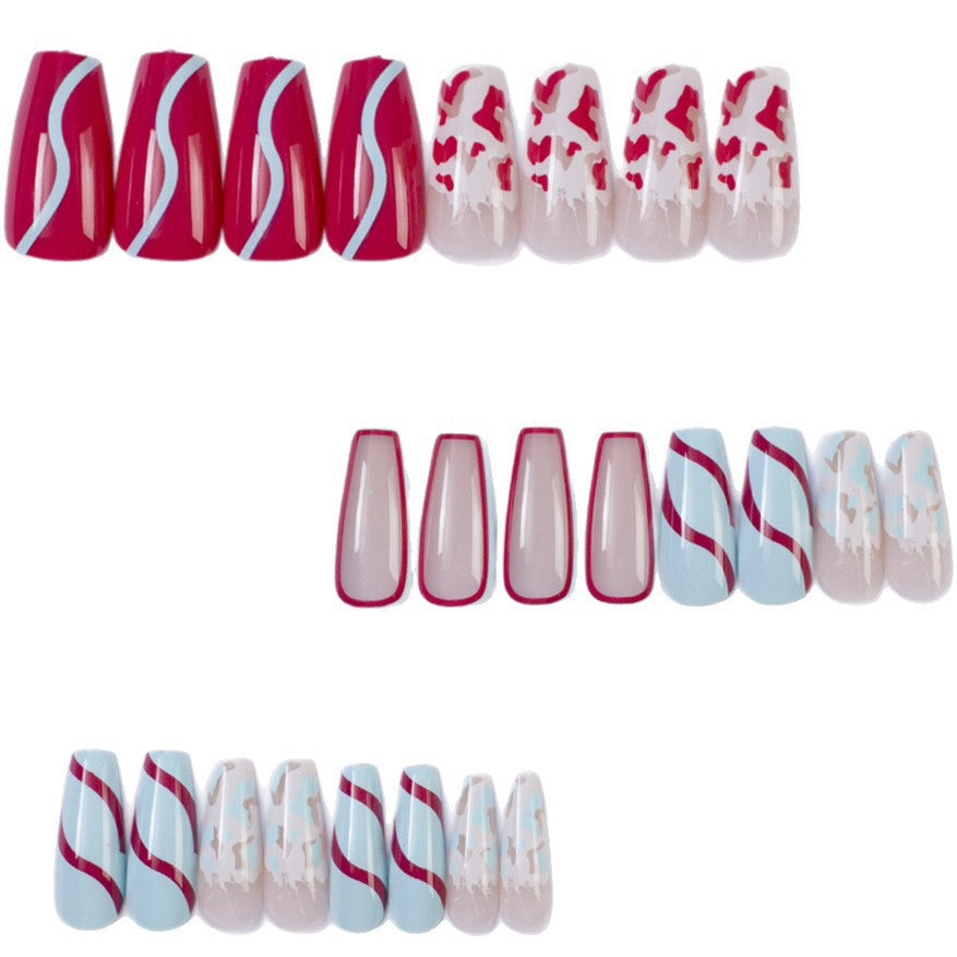 Artificial nails with creative heart pattern and elegant wave design Kalsten