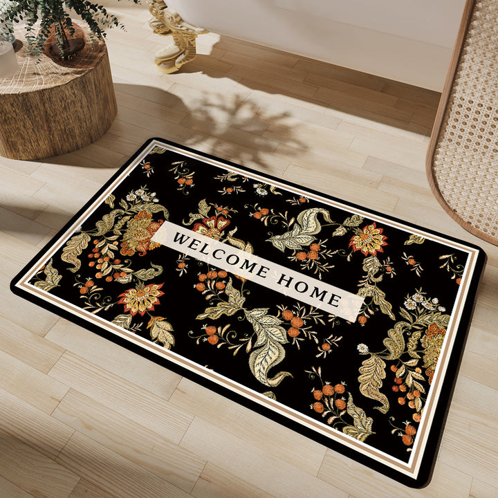 Vintage Floral Pattern Bath Mat Kalsten