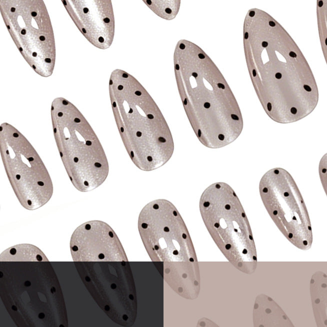 Elegant Polka Dot Almond-Shaped Nail Art Enhancements Kalsten