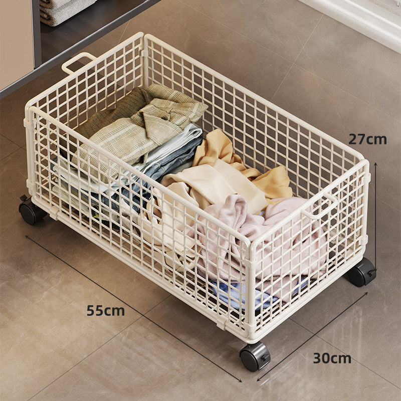 Rolling Mesh Underbed Storage Basket with Locking Casters and Carry Handles