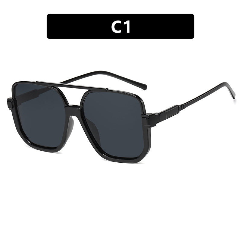 Women's square sunglasses with transparent frame and green tinted lenses Kalsten