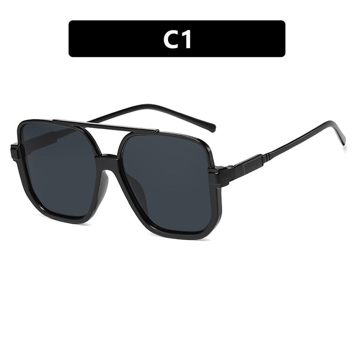Women's square sunglasses with transparent frame and green tinted lenses Kalsten