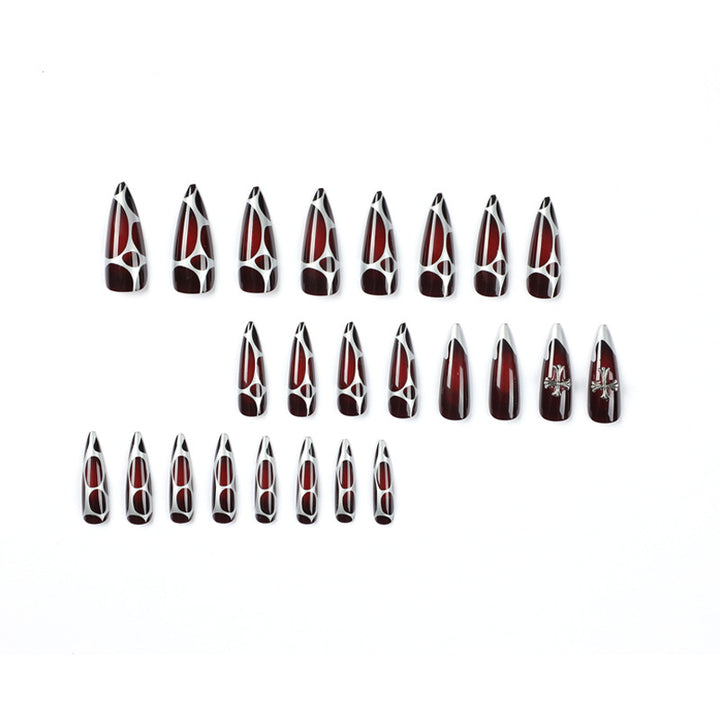 Artful Stiletto Nails with Elegant Cross Decoration Kalsten