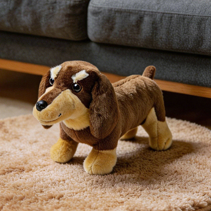 Realistic Long-Body Dachshund Plush Toy with Ultra-Soft Faux Fur and Bean-Filled Paws Kalsten
