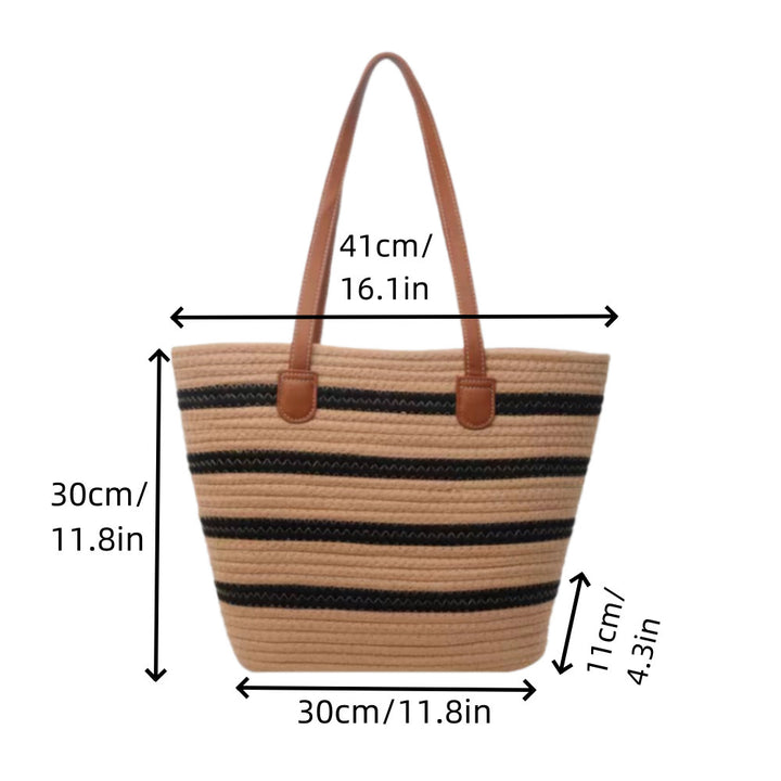 Fashion shopping bag with textured wicker design and leather handles Kalsten