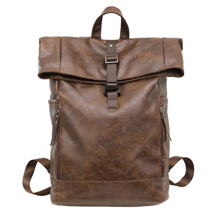 Vintage Leather Roll-Top Backpack Kalsten