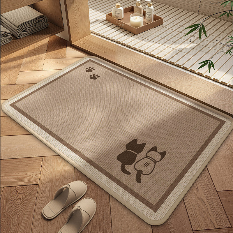 Decorative Cat-Themed Bathroom Mat for Home